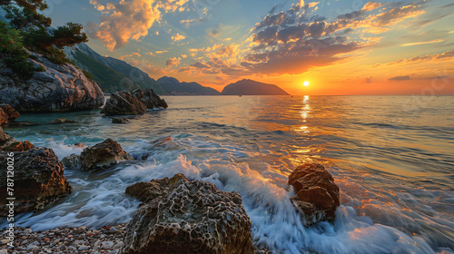 Sunset at the seacoast in Montenegro