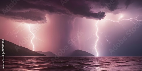 Storm lightning ocean