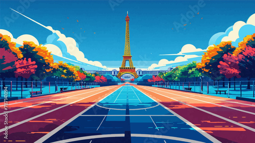Olympic stadium at France with Eiffel tower in the background in vectorial, Paris olympic games, vector, vectorial