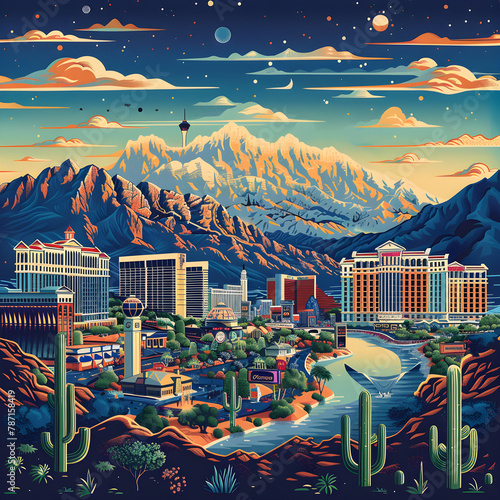 Diverse Nevada: A Graphic Illustration Encompassing The Alluring Spirit of Famous Nevada Cities
