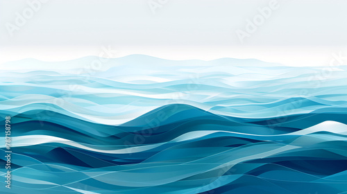 Blue ripples and water splashes waves surface flat style design vector illustration. Sea or river splashes water texture background. A restless surface of the sea, ocean, lake or river sways in waves 
