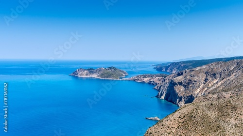 Views of the Mediterranean Sea from the cliffs on the Greek island of Cephalonia