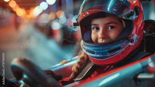 Young Karting Racer Focused on the Track. Generative ai