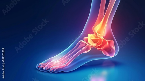 Joint diseases, hallux valgus, plantar fasciitis, heel spur, woman's leg hurts, pain in the foot, health problems concept hyper realistic 