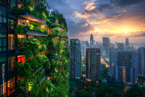 The Green City - a city where the buildings have gardens that grow vertically all around them.