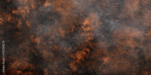 Abstract grungy surface with brown rust and hints of moisture, indicative of decay and the passage of time