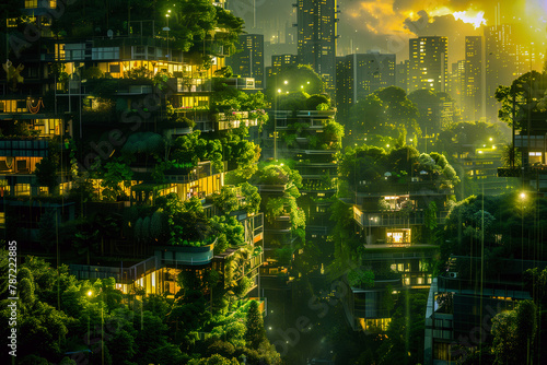 The Green City - a city where the buildings have gardens that grow vertically all around them.