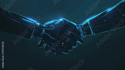 Futuristic robots handshake 