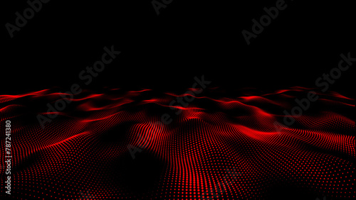 Abstract digital wave of halftone dot particles background. Futuristic twisted grunge pattern, dot, circles.