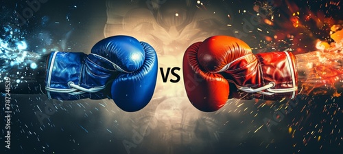 Famous boxing match poster gloves clash with vs letters for versus in the center