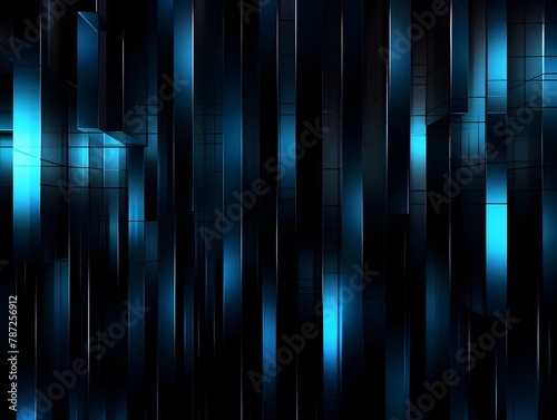 Vertically Streaking Abstract Glitch Art Backdrop in Dark and Light Blue Tones