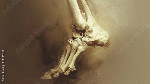human skeleton system anatomy illustration focusing on tibia and fibula bone joints digital painting