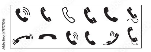 Illustration set of phone icon Contact us.Telephone, communication. icon in flat style. Vector illustration. Phone icon set. Telephone symbol. icon telephone call