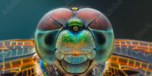 Incredible macro shot revealing the intricate patterns and vibrant colors of a dragonfly's compound eye