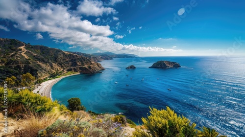 Marvelous Two Harbors of Island: Stunning Coastal Landscape with Blue Ocean and Sky