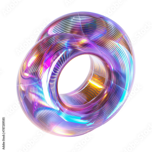 Holograph 3d glossy rainbow donut 