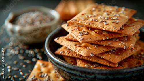 Savor the rich flavor of flaxseed crackers, a crunchy and nutritious snack that's perfect for on-the-go.