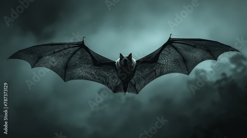 Bat Wings: A photo of bat wings against a dark, ominous sky