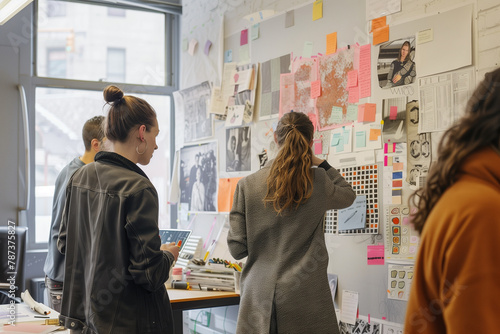 Step into a creative workspace buzzing with designers presenting mood boards and prototypes during a lively design critique.