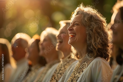 Women sing passionately in the church choir