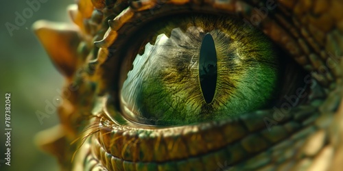 The striking detail of a reptile's slit eye, conveying wildness and ancient instinct in a piercing gaze