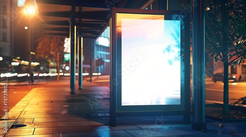 Outdoor advertising mockup for advertising in the bus shelter : Generative AI