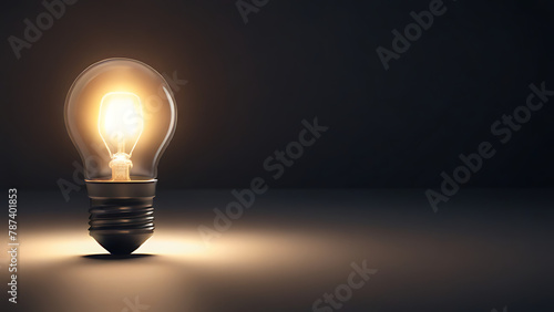 One Lightbulb glowing among shutdown light bulb in dark area with copy space, problem solving solution and outstanding concept by 3d render, 