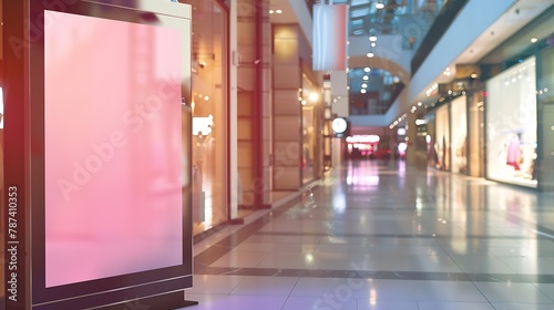 Mock up Billboard banner store showcase window inside the shopping mall : Generative AI