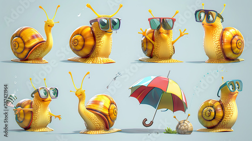 Snails Ready for Weather with Accessories