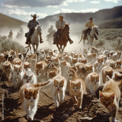 Herding Cats Cowboys herd cats like a rodeo with horses