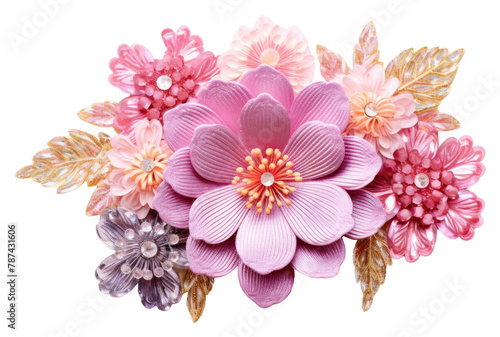 PNG Various flower brooch jewelry pattern.