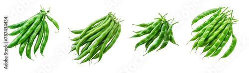 Collection of green bean isolated on transparent background. Generated AI.