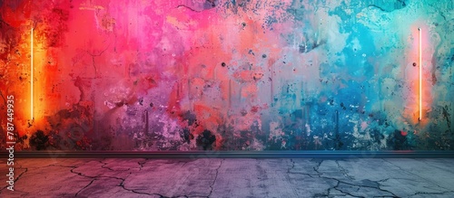 Neon Infused Concrete Canvass A Vibrant of Light Texture and Boundless Expression