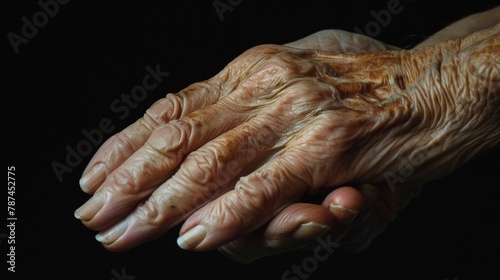 The rough yet comforting touch of a caregivers hands worn from a lifetime of taking care of others. .