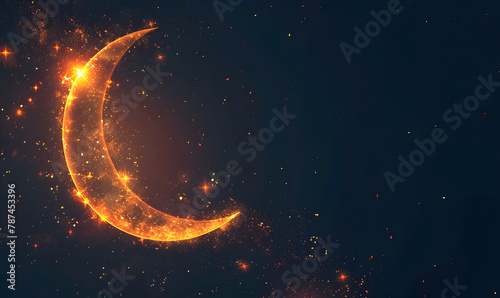 glowing golden moon on dark background, eid ul adha religion muslim islam