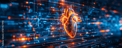 Cardiologist examining patient's heart functions using virtual medical interface - diagnosing cardiovascular disease, healthcare technology