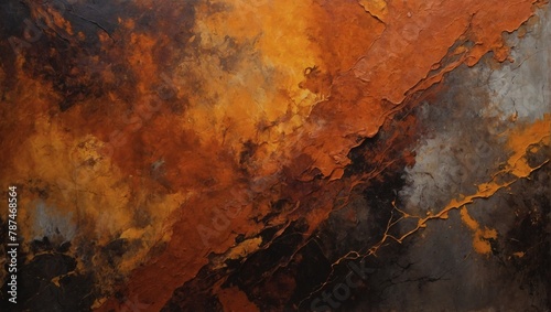 Abstract painting background texture with rust orange, burnt sienna, and pumpkin colors.