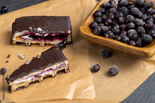 cottage cheese dessert covered with a thin layer of chocolate