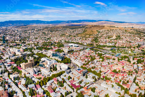 Tbilisi old town aerial panoramic view