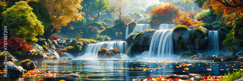 Vibrant Jungle Waterfall, Pure and Refreshing Natural Scenery