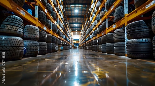 Symmetrical Silence: Tire Symmetry in Warehouse. Concept Warehouse, Tire Symmetry, Symmetrical Photoshoot, Industrial Setting