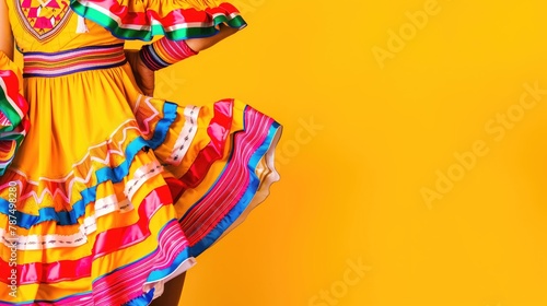 Copy space, Close-up on a folkloric dance with traditional Mexican folk, travel concept, summer, vacation