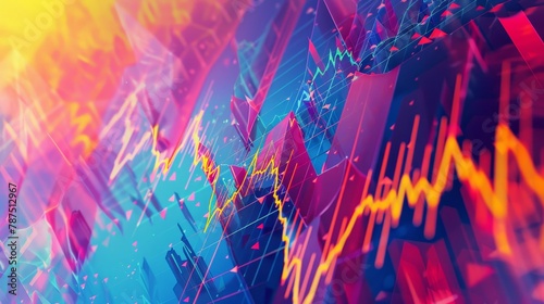 A geometric pattern representing stock market volatility AI generated illustration
