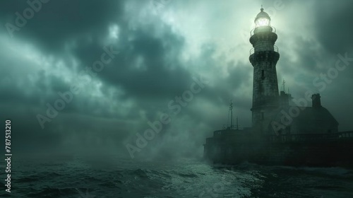 A haunted lighthouse guiding ships to their doom AI generated illustration
