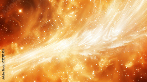 Golden hues of a nebula spread across space.