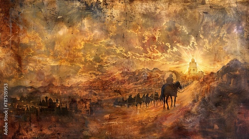 A creative representation of the conversion of Saul on the road to Damascus AI generated illustration