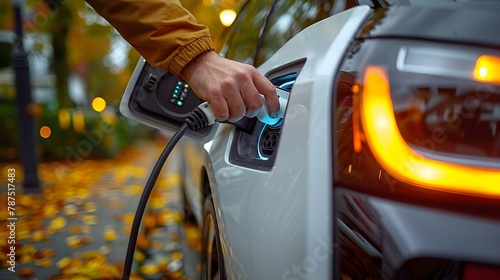 Charging into the Future: Electric Car Power-Up. Concept Sustainable Transportation, Renewable Energy, Electric Car Technology, Green Initiatives, Climate Change Action