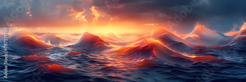 Orange and Teal Sunset with Psychic Waves - Relaxing Euphoria and Spiritual Awakening