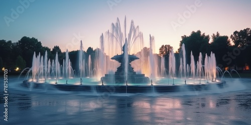 fountain in the city park Generative AI