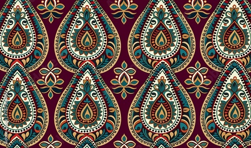Pattern design, Paisley: Teardrop-shaped motif with intricate details, originating from Persian and Indian cultures.